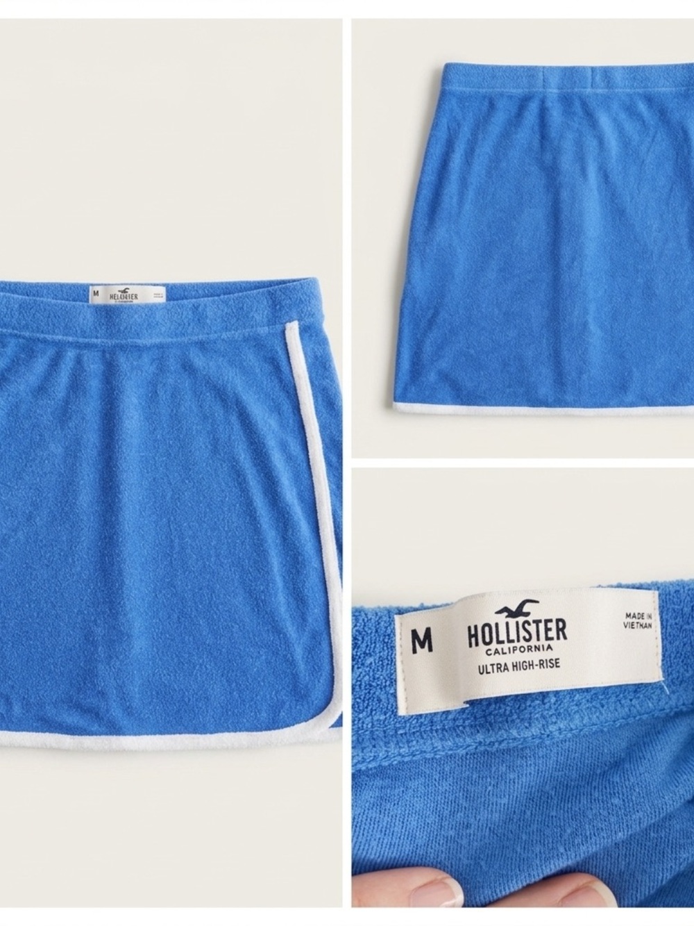 Hollister Bright Blue Mini Skirt with White Trim